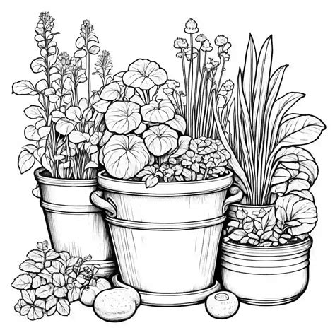Herb garden Printable Coloring Book Pages for Kids