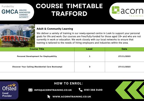 Course Timetables - Acorn Training Ltd