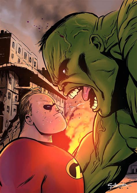 Mr. Incredible vs Hulk by Enrique Guillamon Hidalgo | The incredibles, Funny artwork, Disney art