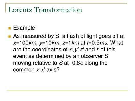 PPT - Lorentz Transformation PowerPoint Presentation - ID:3029168