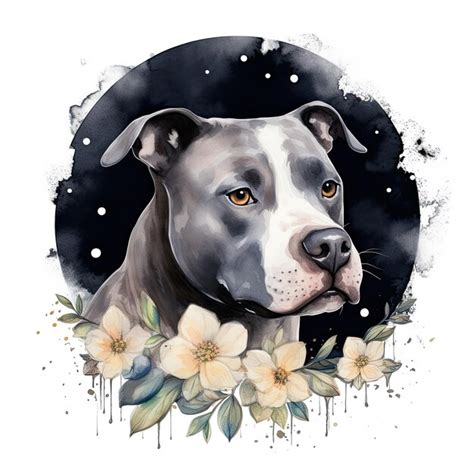 Premium Photo | American Pit Bull Terrier watercolor generative ai