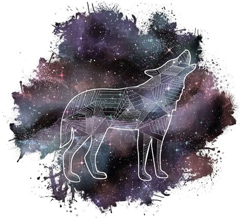 a drawing of a wolf with space in the background