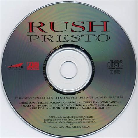 Rush: Presto - Album Artwork