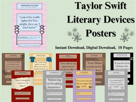 Taylor Swift Literary Devices Classroom Posters Instant - Etsy