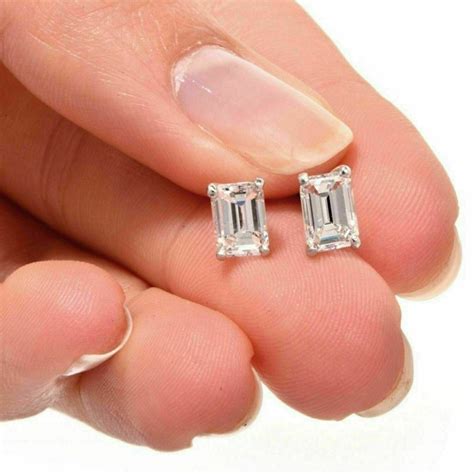 2.00 Ct Emerald Cut Simulated Diamond Screw Back Stud Earrings - Etsy