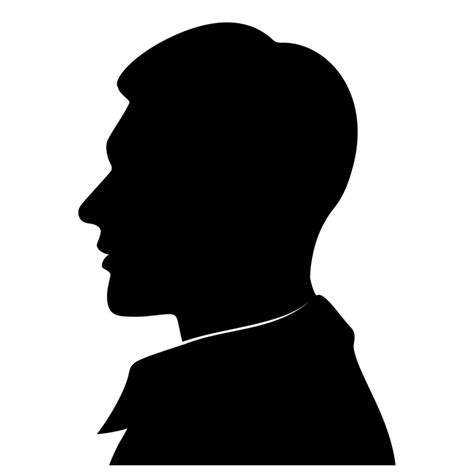 Silhouette of a male head in profile on a white background. Avatar ...