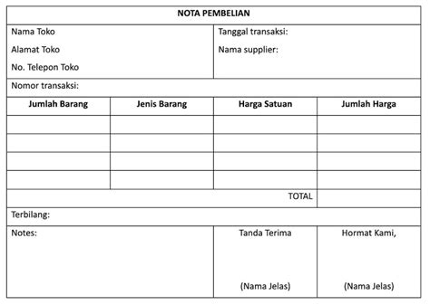 13 Contoh Nota Pembelian dan Cara Membuatnya Lengkap