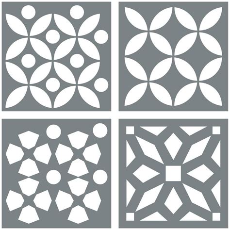 Morrocan Tile Stencil Set - Pack of Four 8x8 Tile Stencil Designs for ...