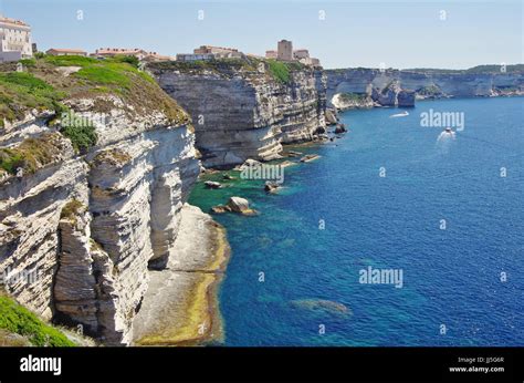 Bonifacio citadel is built on high cliffs above the Mediterranean sea ...