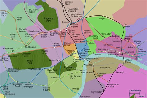 Map Of London Neighborhoods And Attractions - Coastal Map World