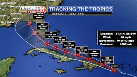 Tropical Storm Fred forms in the Caribbean Sea