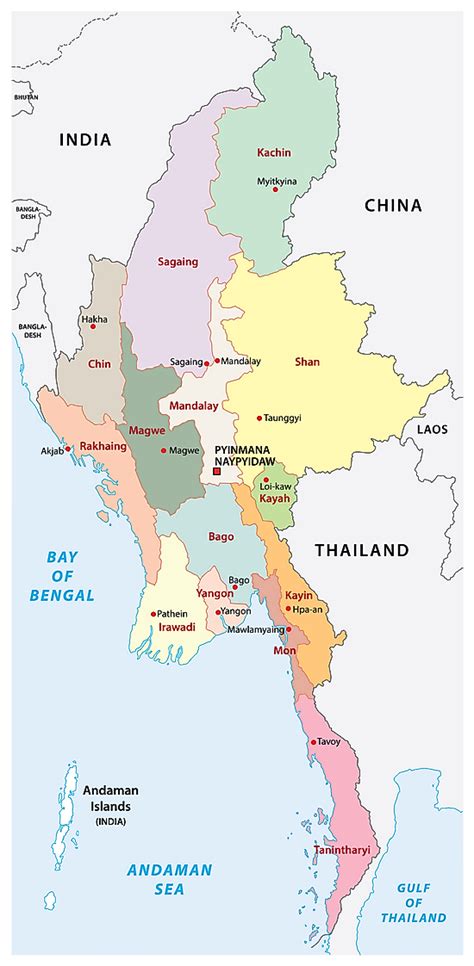 Regions of Myanmar Map Mergui Archipelago, Thailand Map, Andaman ...