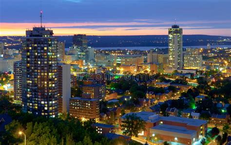 Hamilton, Canada, at blue hour. The colorful view on Hamilton downtown from the , #Aff, #blue, # ...