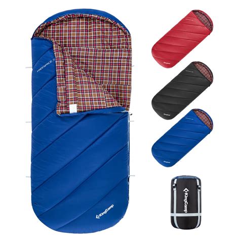 KingCamp 350g Filling Extra Wide Cotton Flannel Lined Sleeping Bag for Adults - Bushcraft Base Camp