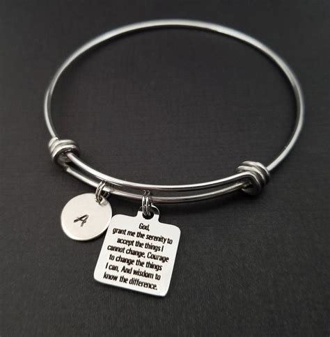 Serenity Prayer Bracelet Serenity Prayer Bangle AA Bracelet Alcoholics ...