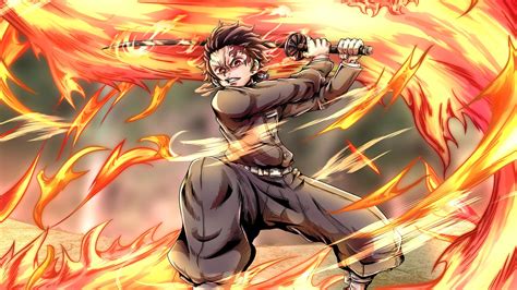 Tanjiro Flame Demon Slayer Anime Wallpaper 4k HD ID:9119