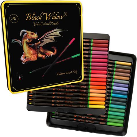 Buy Black Widow Dragon Colored Pencils For Adult Coloring - 36 Coloring Pencils With Smooth ...