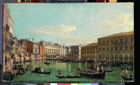 The Grand Canal, Venice, Looking South toward the Rialto Bridge by Canaletto - Art Renewal Center