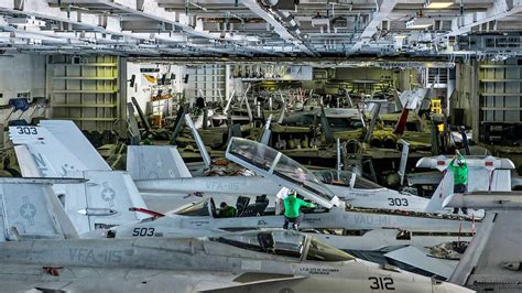 Check Out The Crowded Hangar Bay Aboard The Carrier USS Dwight D ...