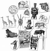 7 Gypsies G18023 Serengeti Cartulina Etiqueta Negro/Blanco 16 Pack  sketch template