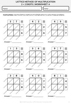 Lattice Method of Multiplication (Sample Posters & Worksheets) | TPT