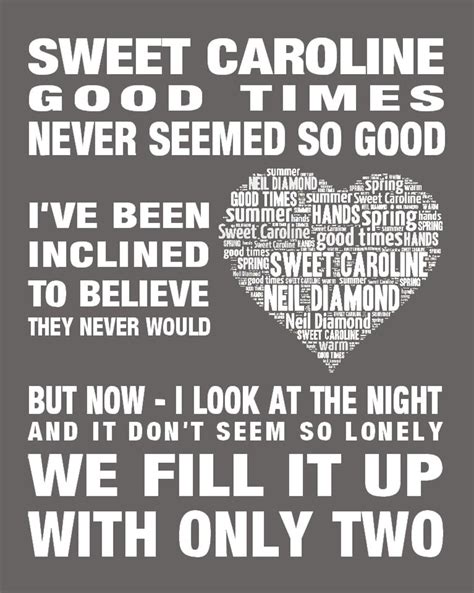 NEIL DIAMOND Sweet Caroline Music Love Song Lyrics Wall Art - Etsy