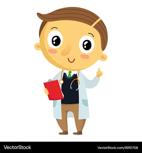 Kid doctor cartoon character isolated on white Vector Image