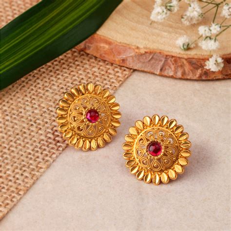 Magnificent Antique Gold Stud Earrings