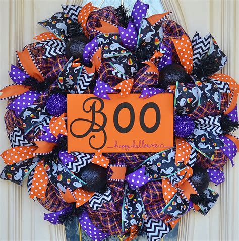 Halloween wreathHAPPY HALLOWEEN BOO Halloween decorations