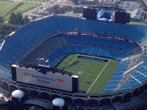 View of Panther stadium from 51st floor of duke energy center | Football stadiums, Stadium, Duke ...