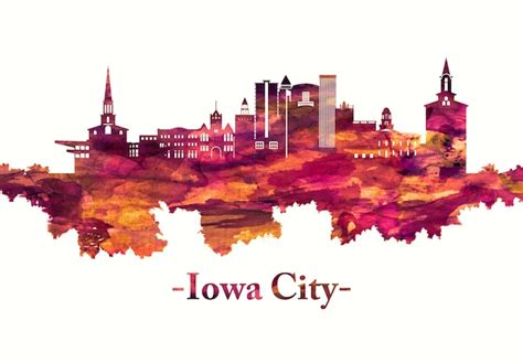 Premium Photo | Iowa city skyline in red