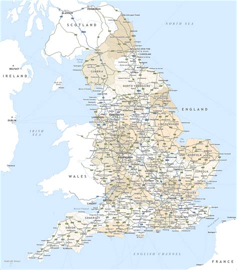 England political map - royalty free editable vector map - Maproom