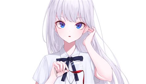 Wallpaper : anime girls, white hair, blue eyes, 2D 3642x2100 - slimcoez - 1700519 - HD ...