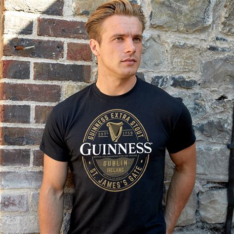 Guinness T-Shirt With Foreign Extra Label In Gold Black Colour