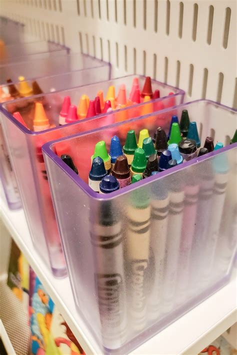 Crayons in Elfa Storage | Small closet storage, Crayon storage, Fabric ...