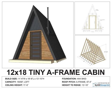 Tiny A-frame Cabin DIY Plans 12' X 18' Tiny Home Blueprint PDF - Etsy | A frame cabin plans, A ...