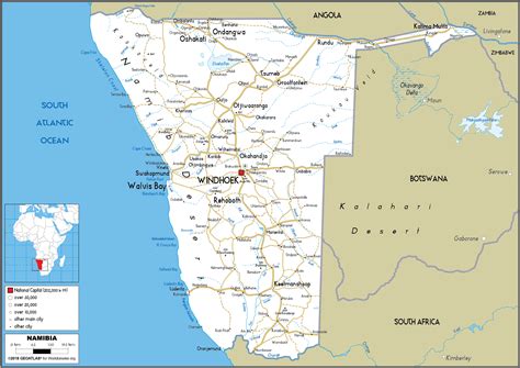 Large size Road Map of Namibia - Worldometer