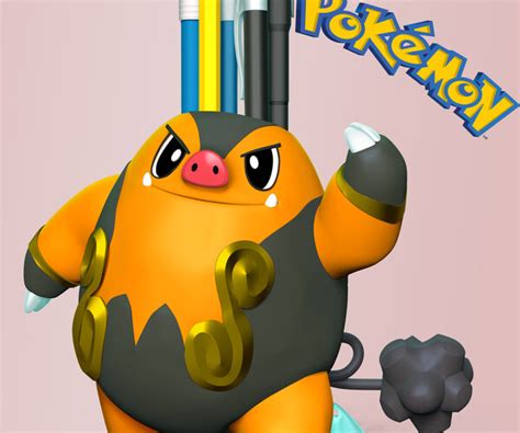 ArtStation - Pignite Pokemon - Pen/pencil Holder | Resources