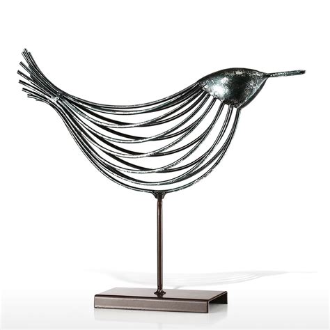 Tooarts Iron Wire Bird Metal Sculpture Home Decoration Creative Sculpture Bird