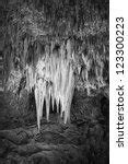 Stalactite hanging from the ceiling at Carlsbad Caverns National Park ...
