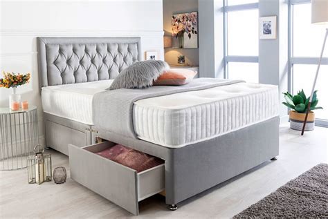 Grey Suede Divan Bed Set & Mattress Offer - Wowcher