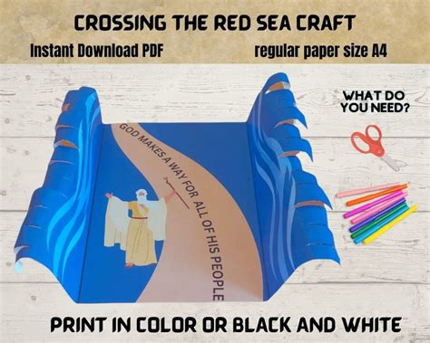 Crossing the Red Sea Printable, Sunday School Craft, Bible Story ...