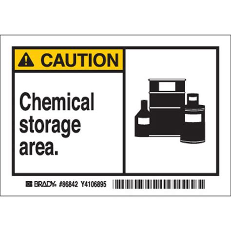 Order 86842 by Brady 3.5" x 5" Polyester Caution Chemical Storage Area ...