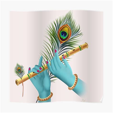 "krishna Mor Pankh With Bansuri " Poster for Sale by mits1983 | Redbubble