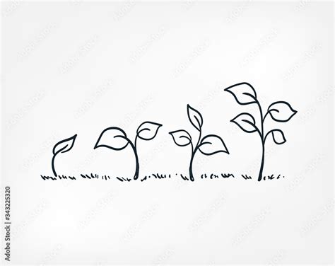 plant growing line art doodle vector symbol sign concept Stock Vector | Adobe Stock