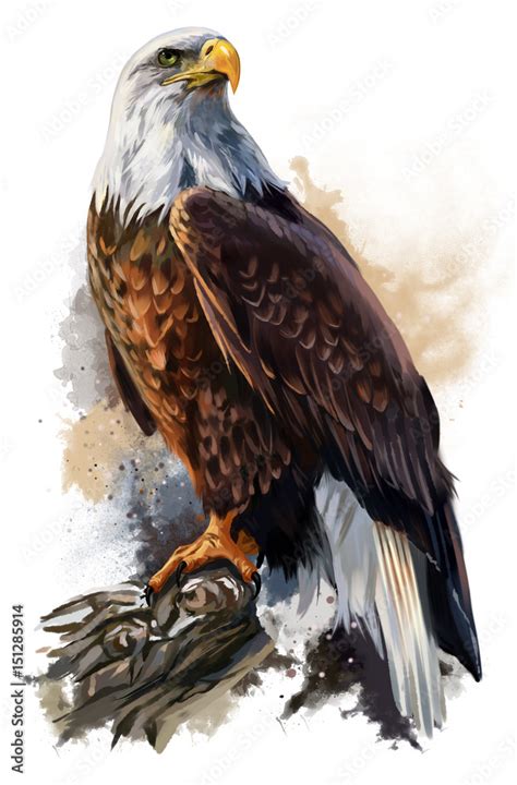 The bald eagle watercolor painting Stock Illustration | Adobe Stock