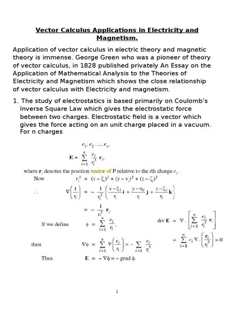 Vector Calculus Applications in Electricity and Magnetism | PDF | Flux ...