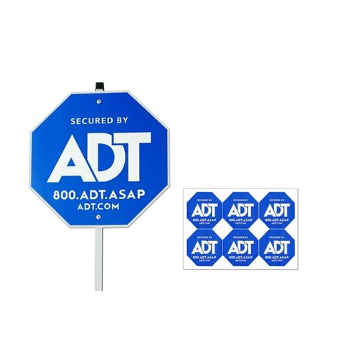 ADT Security Signs 28" with 6 Double-Sided Stickers, Metal Aluminum ...