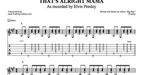 Guitar Tabs: Tabs And Song Sheets For: That's Alright Mama As Recorded By Elvis Presley