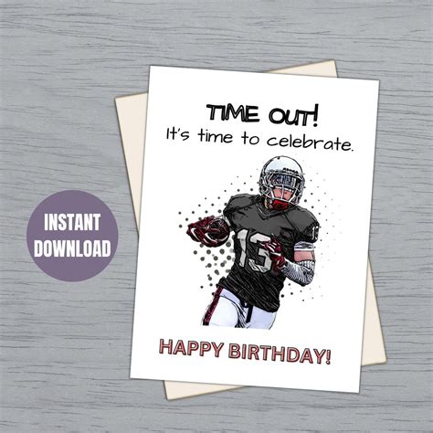 Football Printable Birthday Cardfootball Lovers Gift Digital Football ...